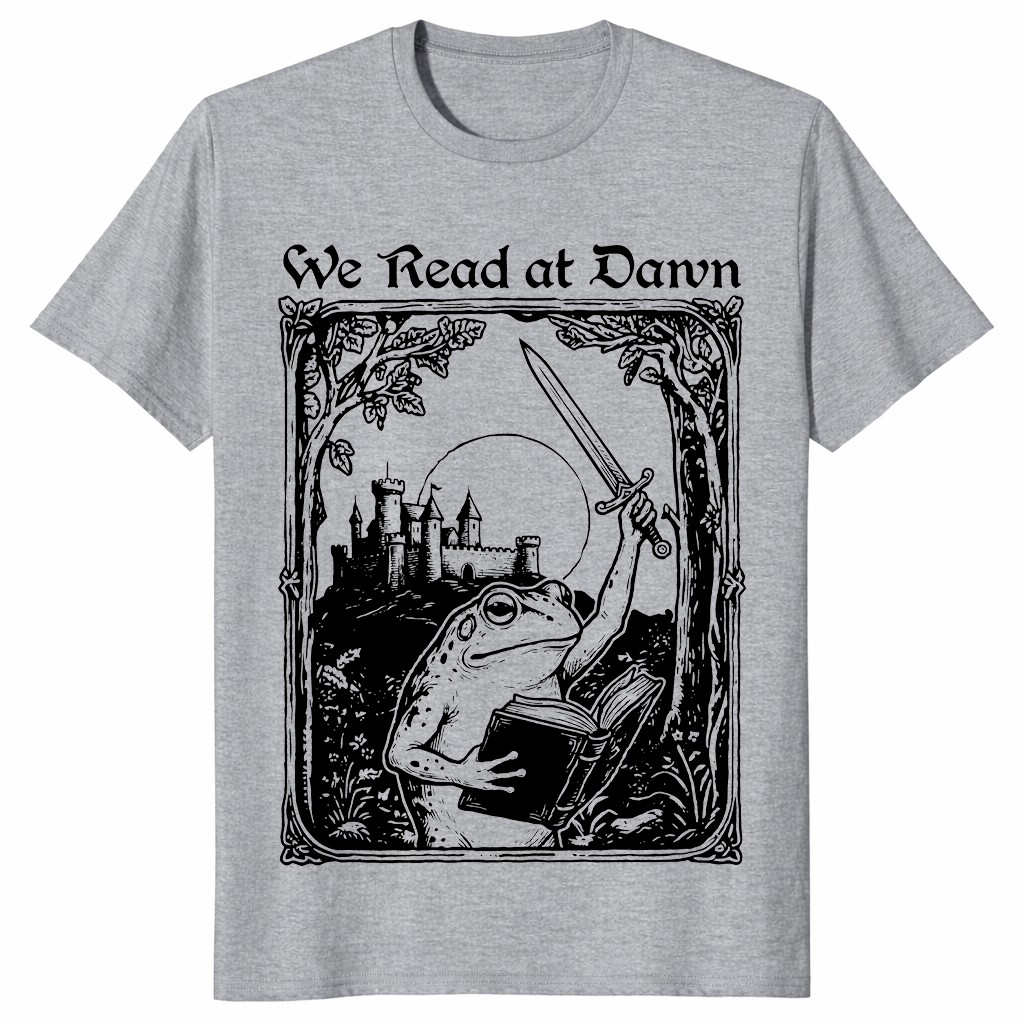 We read at dawn frog shirt in sport grey