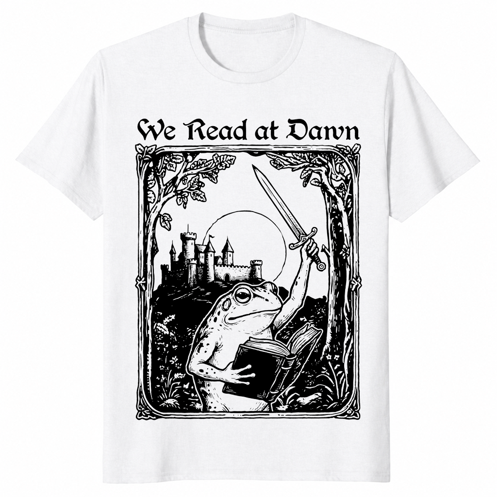 We read at dawn frog shirt in white