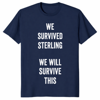 We Survived Sterling shirt in navy with We Will Survive This text