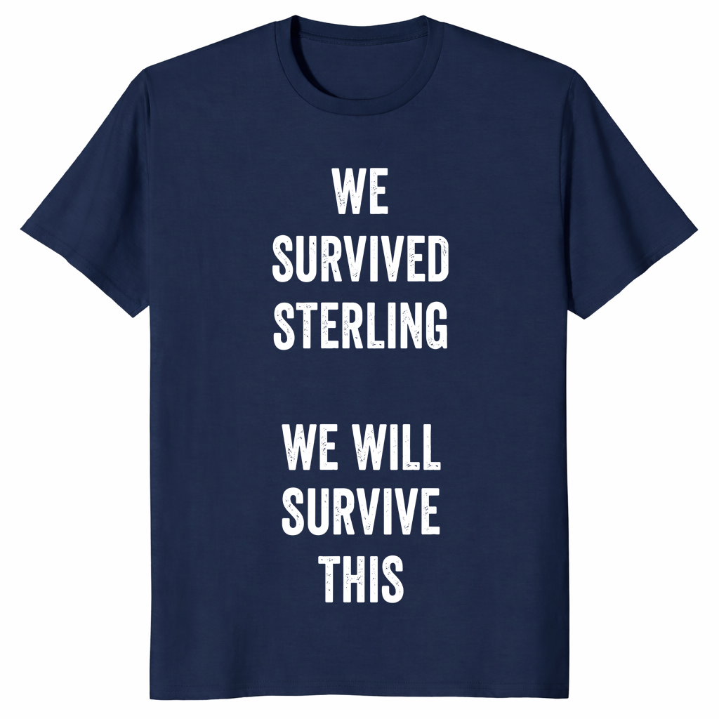 We Survived Sterling shirt in navy with We Will Survive This text