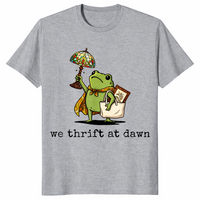 Sport Grey We Thrift At Dawn shirt with a funny frog thrifting collector graphic