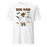 Boo Haw Shirt in White – Ghost Cowboy Spooky Fall Western Tee by Cuccico