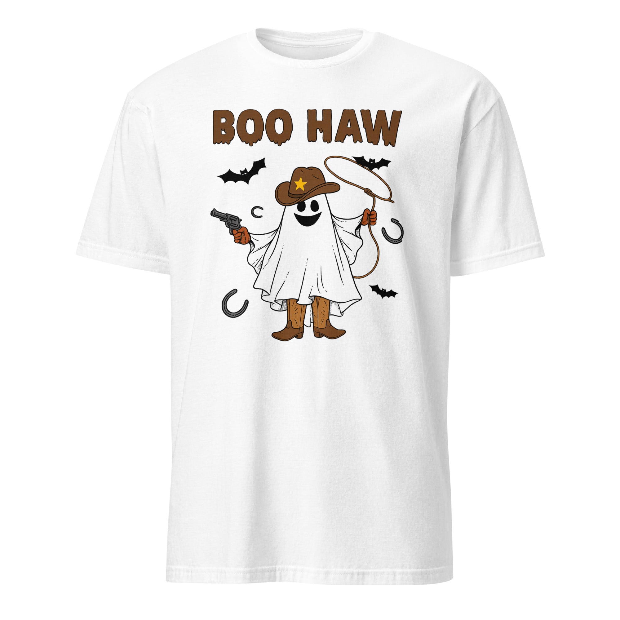 Boo Haw Shirt in White – Ghost Cowboy Spooky Fall Western Tee by Cuccico