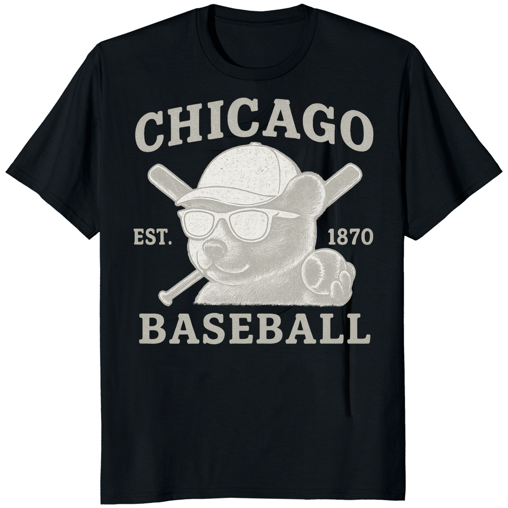 Vintage Chicago Cubs Walking Bear Retro Baseball T-Shirt in white