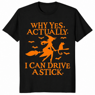 Witch Driving Stick Shirt in black