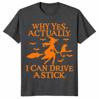 Witch Driving Stick Shirt dark heather grey