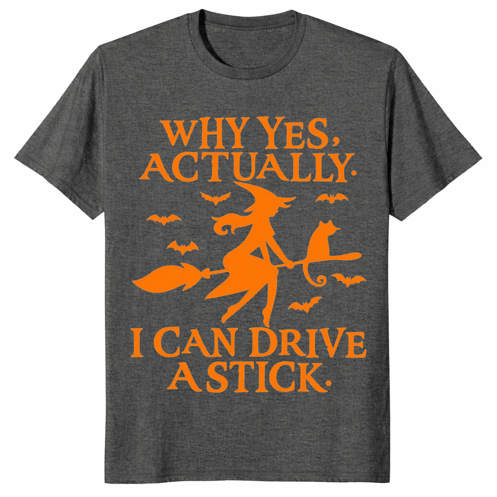 Witch Driving Stick Shirt dark heather