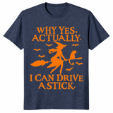 Witch Driving Stick Shirt heather navy