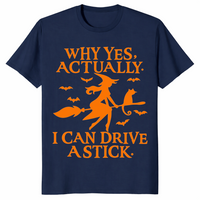 Witch Driving Stick Shirt in navy