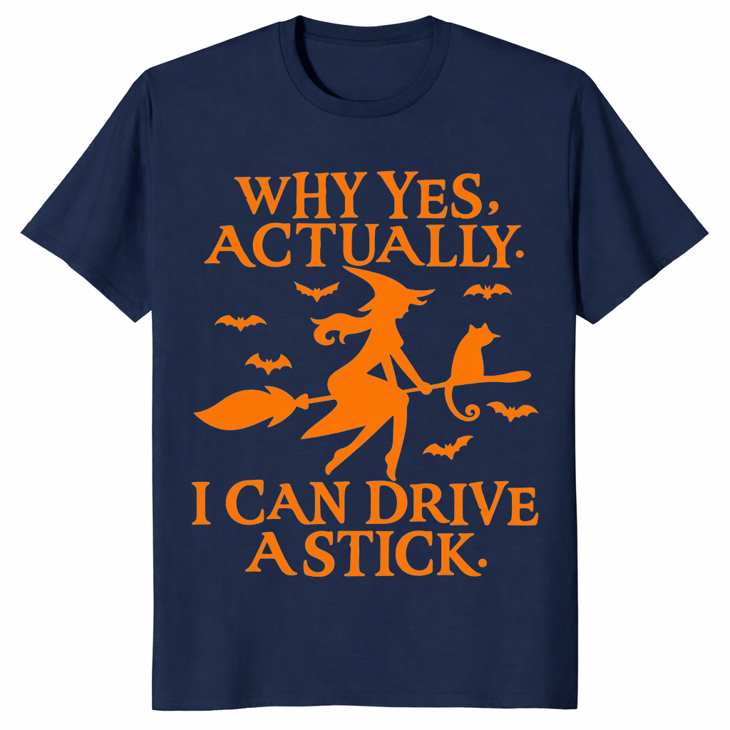 Witch Driving Stick Shirt in navy