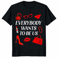 Women's Everybody Wants to Be Us Shirt in black with red fashion icons