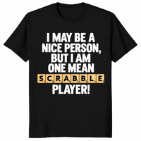 Word game player shirt in black, funny game night slogan tee