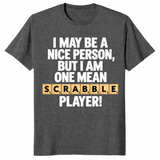 Word game player shirt in dark heather, funny game night slogan tee