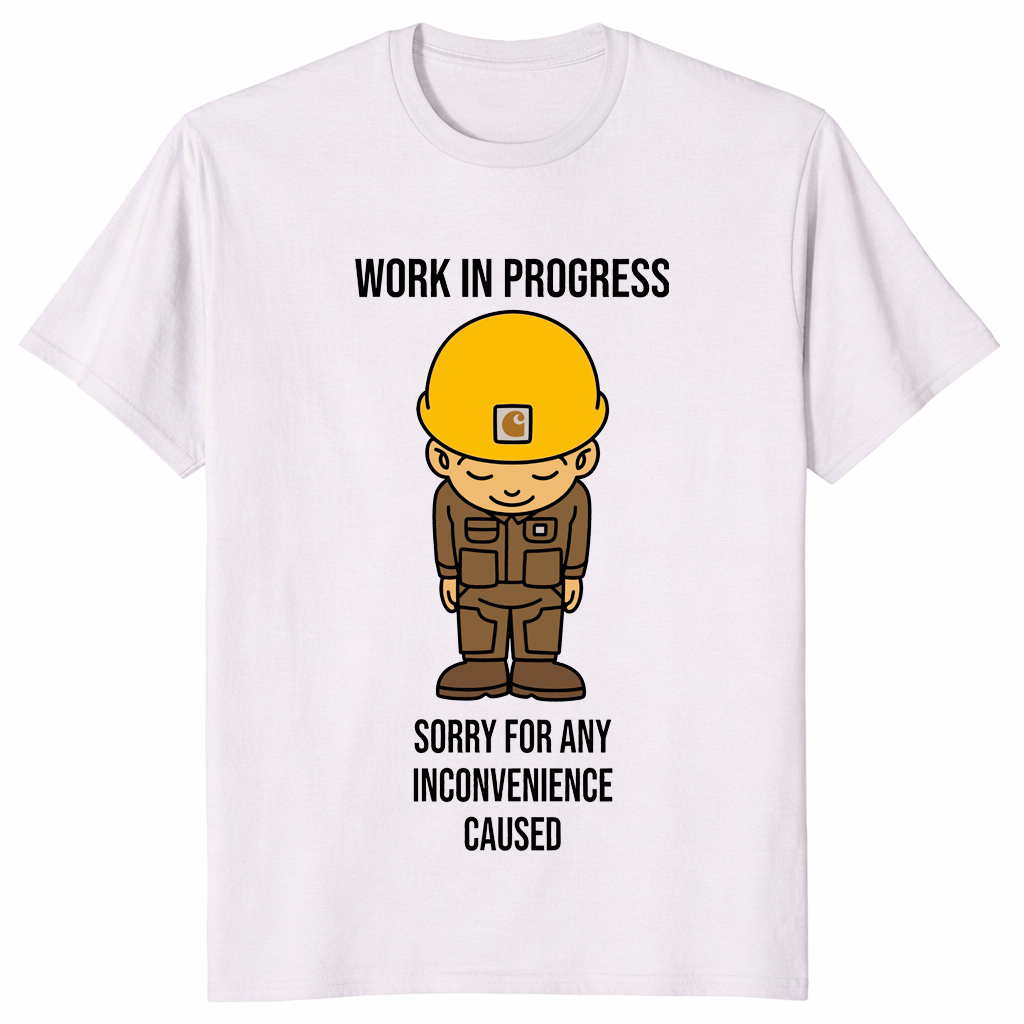 Work in progress funny construction shirt ice grey