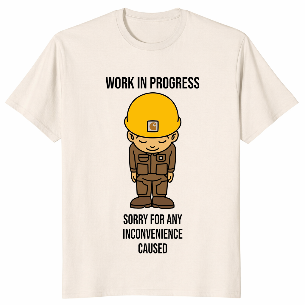 Work in progress funny construction shirt in natural