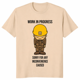 Work in progress funny construction shirt in sand