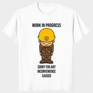 Work in progress funny construction shirt in white