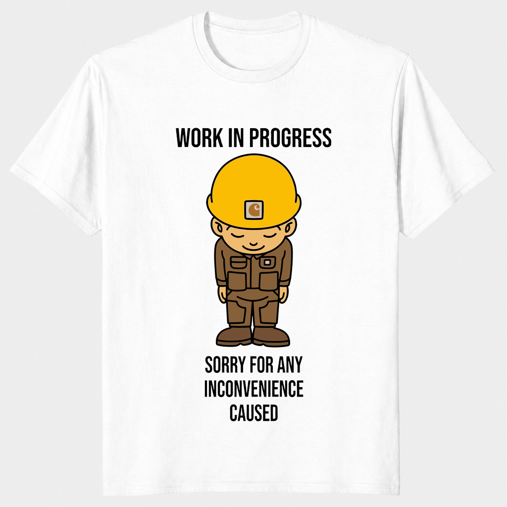 Work in progress funny construction shirt in white