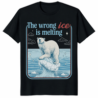 The Wrong ICE Is Melting activist climate protest shirt with bold slogan.