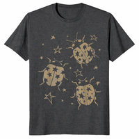 Dark Heather Grey Y2K ladybug shirt with 2000s grunge alt vintage star dots design