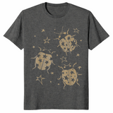 Dark Heather Y2K ladybug shirt with 2000s grunge alt vintage star dots design