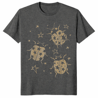 Dark Heather Y2K ladybug shirt with 2000s grunge alt vintage star dots design