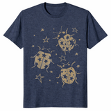 Heather Navy Y2K ladybug shirt with 2000s grunge alt vintage star dots design