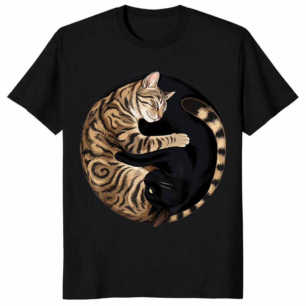 Yin yang cats shirt in black