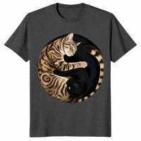 Yin yang cats shirt in dark heather grey