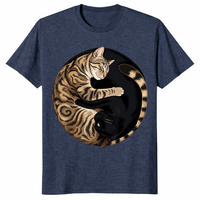 Yin yang cats shirt in heather navy