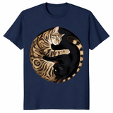 Yin yang cats shirt in navy