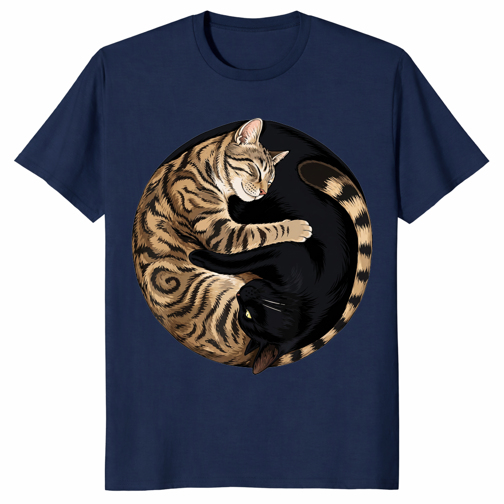 Yin yang cats shirt in navy