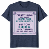 Your Book Has A Cliffhanger shirt in heather navy
