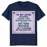Your Book Has A Cliffhanger shirt in navy