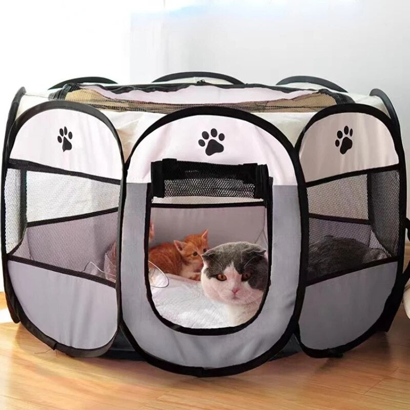 Portable Octagonal Cat Tent - Safe & Cozy Pet Playpens - YourCatBackpack.Co